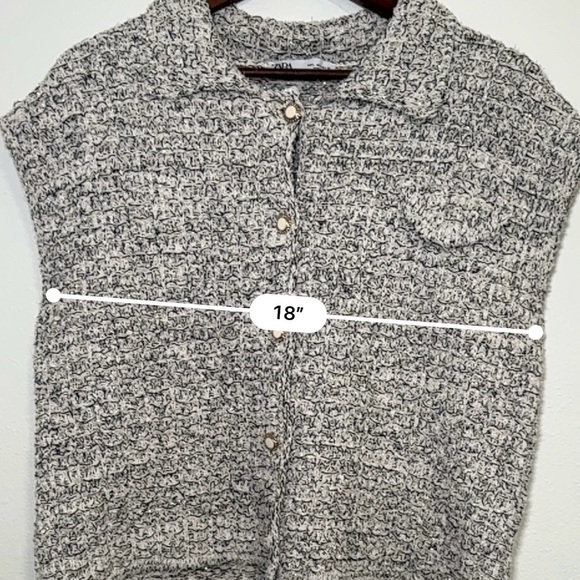 Zara sweater sleeveless button up cardigan size large - Picture 5 of 9